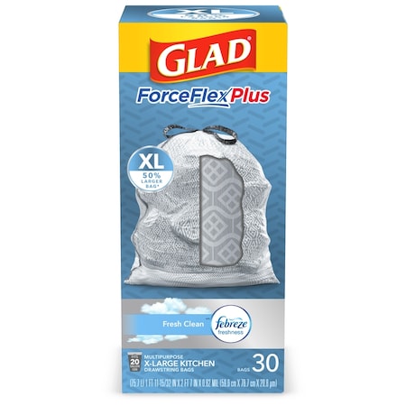 Glad Glad ForceFlex Plus 20 gal Fresh Scent Trash Bags Drawstring 30 pk 0.92 mil 78913